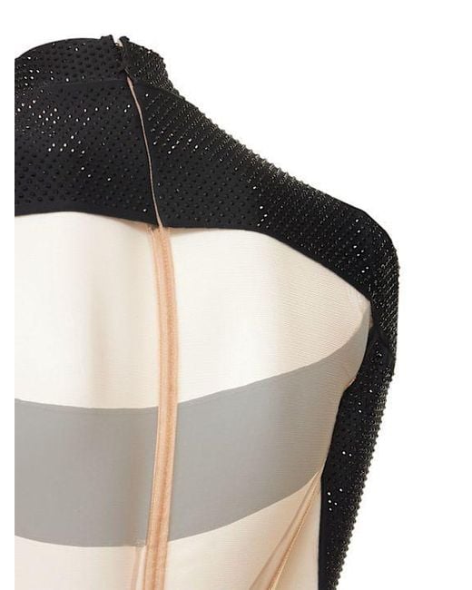 Mugler Black Decorative Tulle Knit Bodysuit
