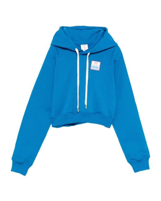Casablanca Blue Cropped Cotton Hoodie