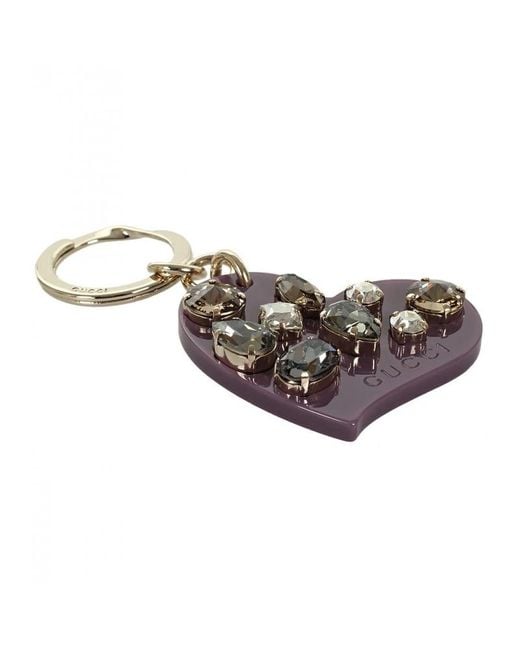 Gucci White Heart Embellished Key Ring