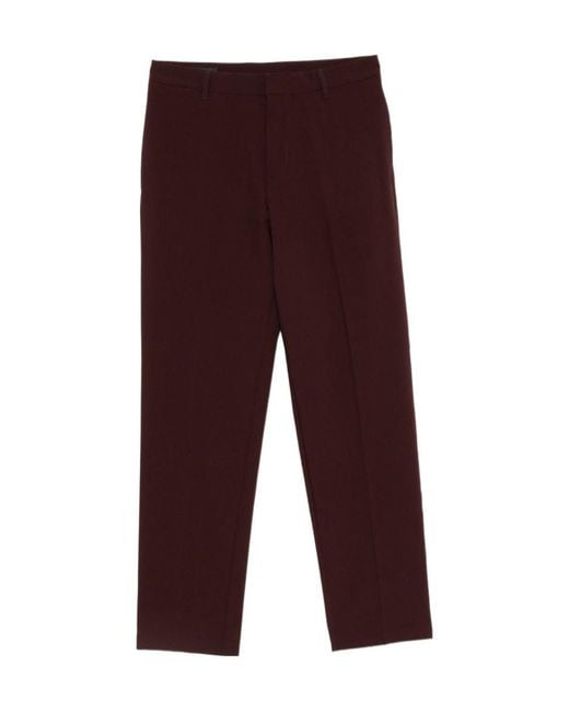 Emporio Armani Red Pressed-Crease Straight-Leg Trousers for men