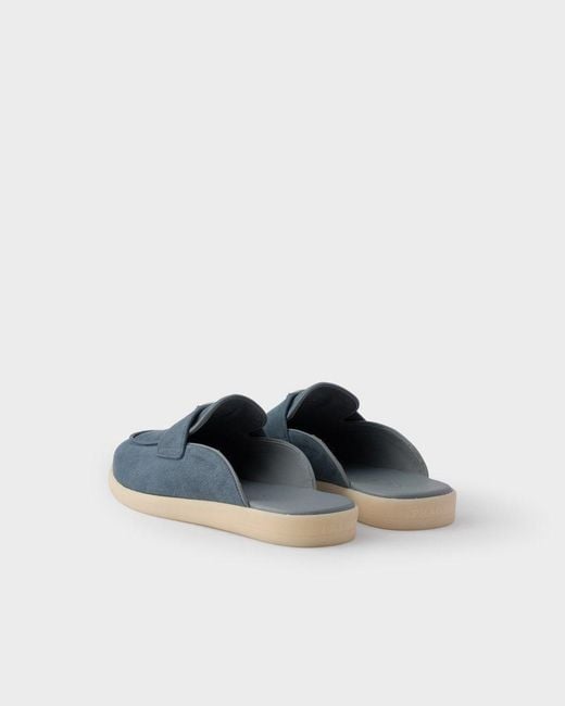 Prada Blue Suede Mules for men