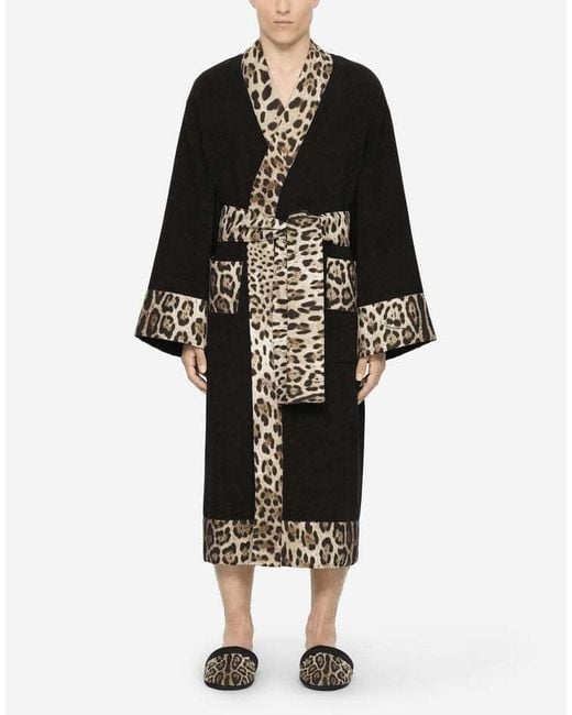 Dolce & Gabbana Black Terry Bathrobe for men