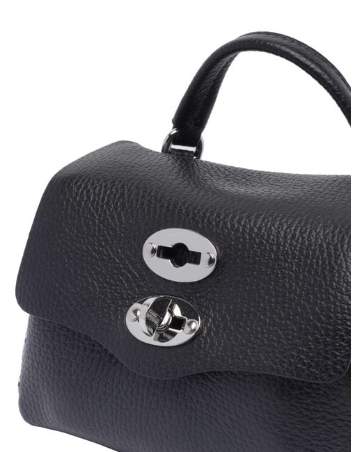 Zanellato Black Postina Superbaby Foldover Top Handbag