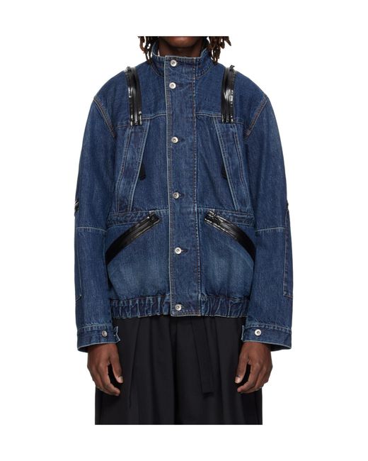 Sacai Blue Non-Stretch Denim Jacket for men