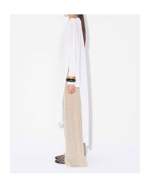 Alaïa White Linen-Silk Kaftan Dress