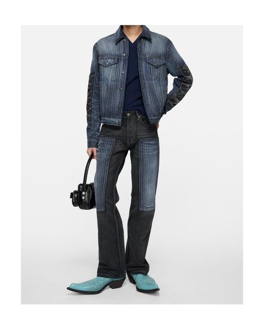 Acne Blue Patchwork Denim Jacket for men