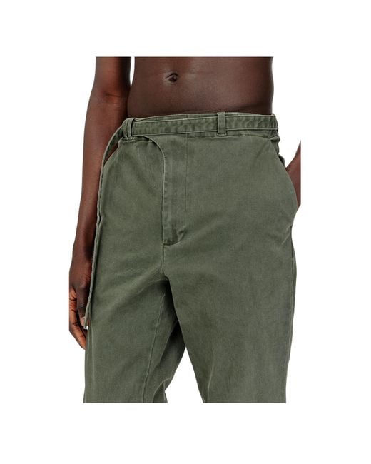 DIESEL Green P-Nedar-Co Biker Strap Pants for men