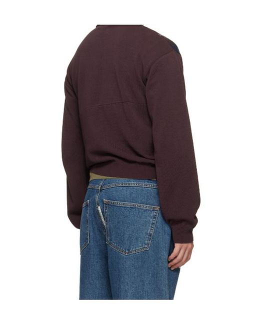 Magliano Blue X 247 Uncle Distressed Argyle-Intarsia Sweater for men
