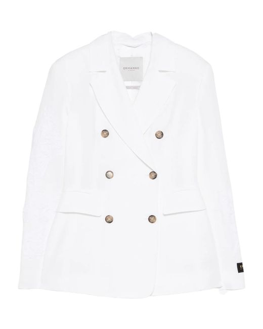 ERMANNO FIRENZE White Double-Breasted Blazer