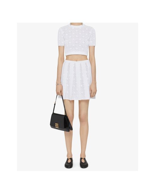 Givenchy White Monogram 72 Jacquard Pleated Mini Skirt
