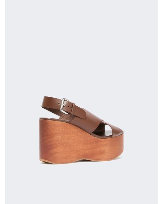Weekend by Maxmara Brown Buckle Strap Wedge Sandals