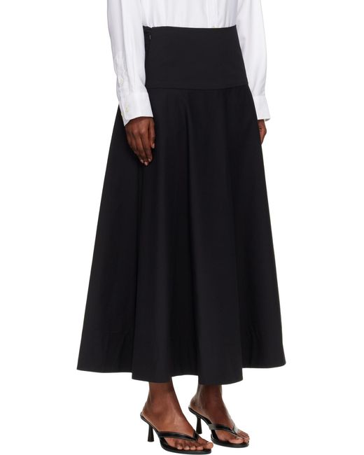 St. Agni Black Cotton Circle Hem Maxi Skirt
