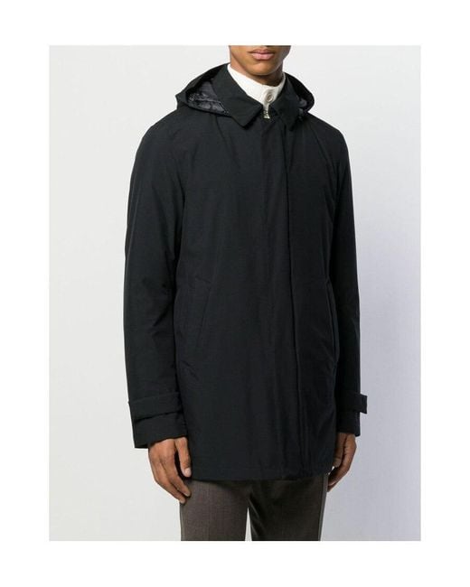 Herno Black Lightweight Hooded Coat for men