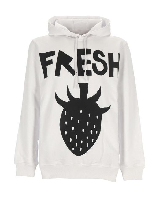 Comme des Garçons White Graphic-Print Drawstring Hoodie for men