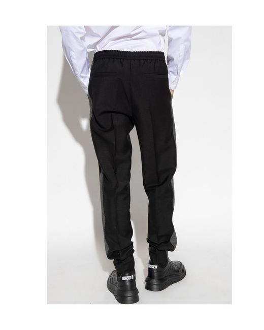Versace Black Side Stripe Drawstring Trousers for men