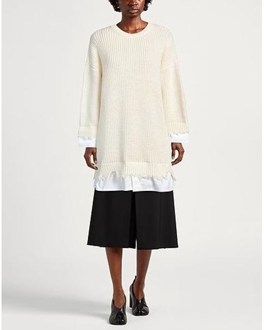 MM6 by Maison Margiela White Solid-Color Knitted Sweater