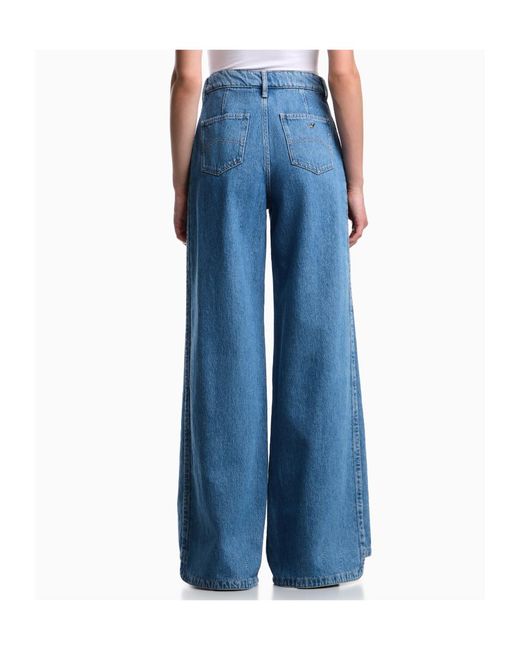 Emporio Armani Blue High-Rise Wide-Leg Jeans