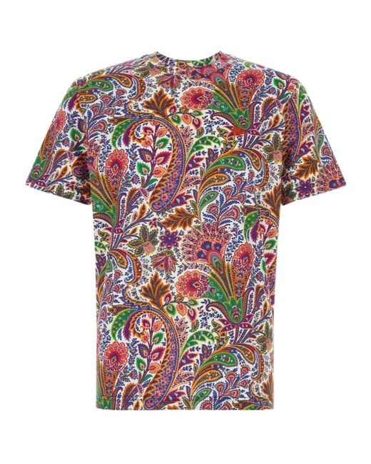 Etro White Paisley Printed Short-Sleeved T-Shirt for men