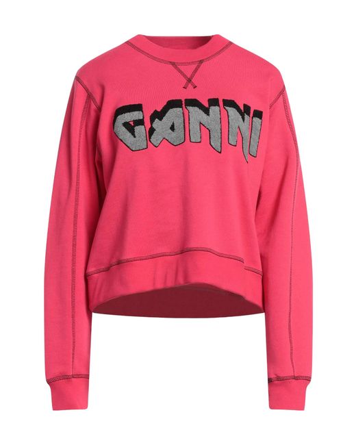 Ganni Pink Solid Fleece Sweatshirt