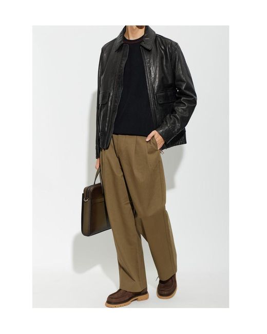Paul Smith Black Ps Paul Smith Vintage-Style Leather Jacket for men