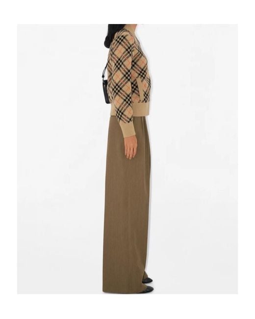 Burberry Brown Checked Knitted Zip-Up Bomber Jacket