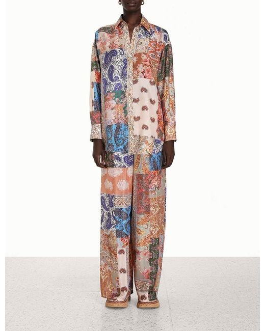Zimmermann Multicolor Devi Straight-Leg Drawstring Trousers