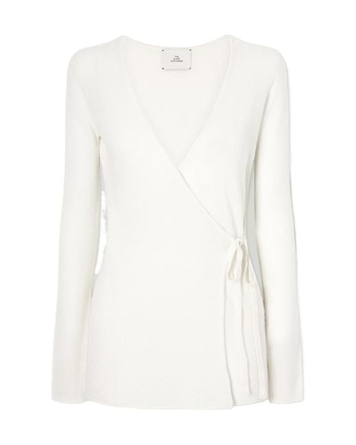 The Elder Statesman White Cashmere And Silk-Blend Wrap Cardigan