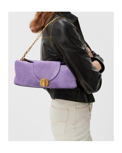 Versace Purple Vivian Suede Chain Shoulder Bag