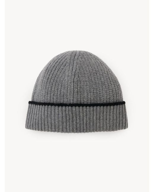 Chloé Gray Chloé Logo Intarsia Knit Beanie