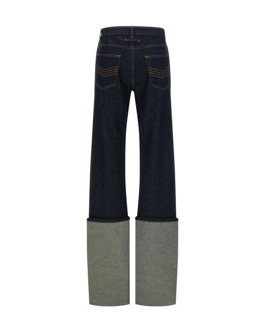Jean Paul Gaultier Blue Maxi Turn-Up Jeans