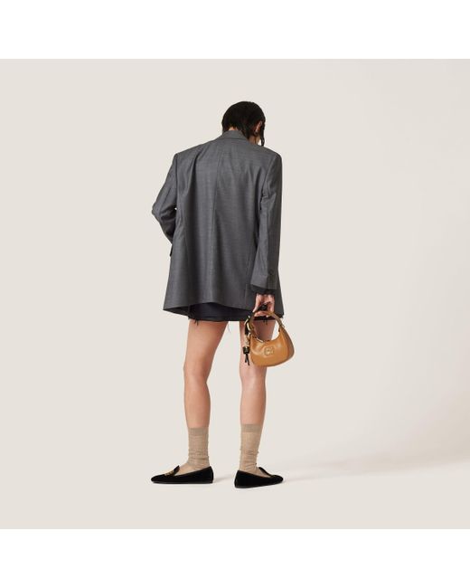 Miu Miu Black Single-Breasted Prince Of Wales Check Grisaille Jacket