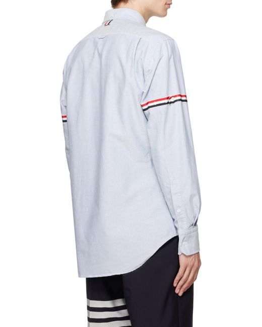 Thom Browne Blue Long-Sleeved Striped Detail Shirt for men