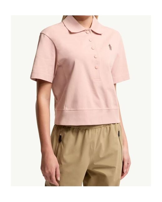 Moncler Pink Grenoble Logo-Patch Polo Shirt