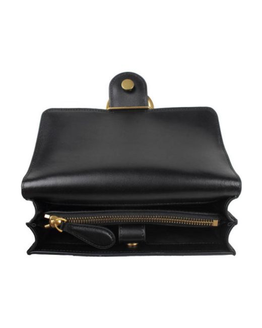 Pinko Black Love One Chain-Linked Mini Shoulder Bag