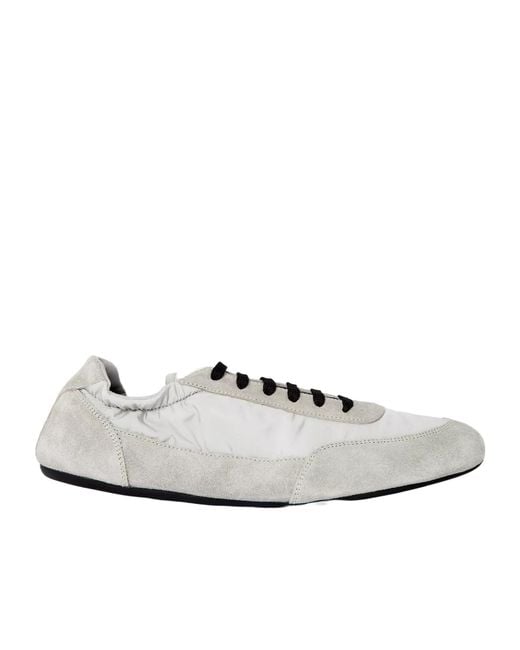 Prada White Collapse Re-Nylon And Suede Trainers