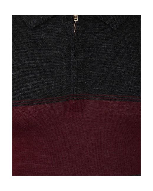 Maison Margiela Black Two-Toned Knitted Polo Shirt for men