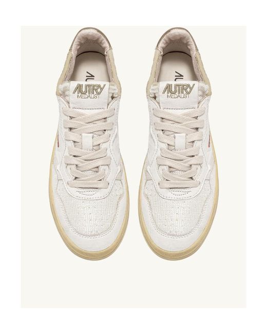 Autry White Logo-Patch Lace-Up Sneakers