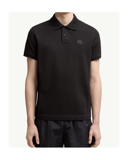 Moncler Black Logo Cotton Piquet Polo Shirt for men