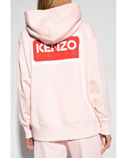 KENZO Pink Logo-Embroidered Hoodie
