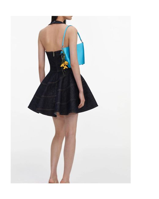 Self-Portrait Blue Denim Halterneck Mini Dress