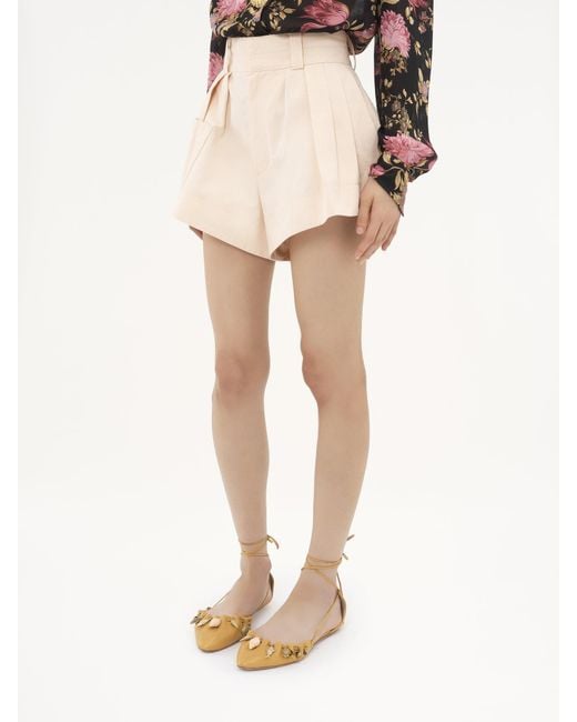 Chloé Natural Chloé High-Waisted Mini Shorts