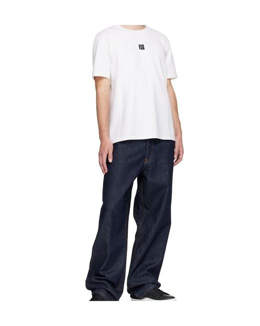 Balmain White Pb Logo T-Shirt for men