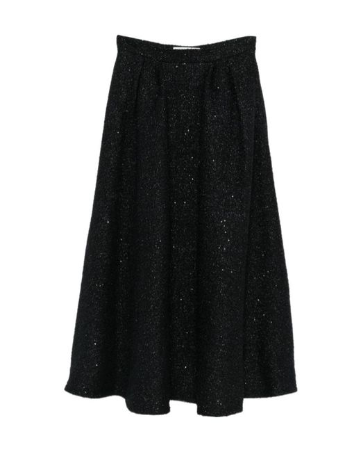 Alessandra Rich Black Sequin-Embellished Pleated Skirt