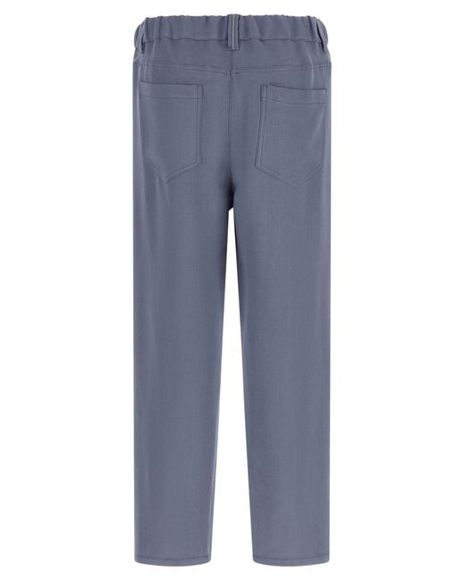 Brunello Cucinelli Blue Elasticated Waist Straight Leg Trousers