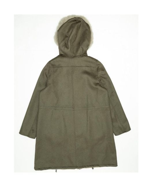 Max Mara Green Hooded Overcoat