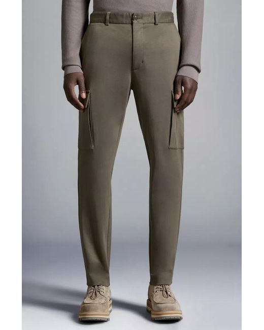 Moncler Gray Logo Embroidered Cargo Trousers for men