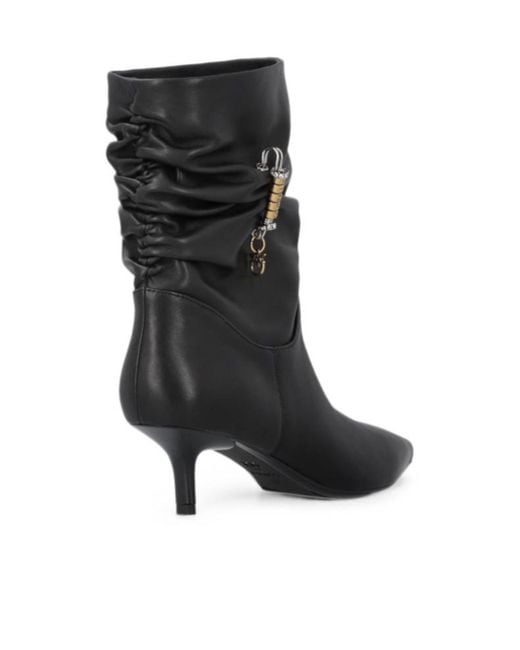 Pinko Black Ruched Logo-Charm Ankle Boots