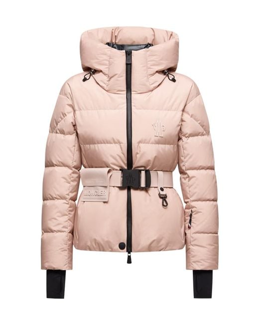 Moncler Grenoble Buckled Waist Padded Jacket in Pink | Lyst