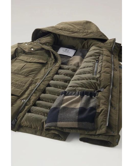 Woolrich Green Hooded Down Jacket for men