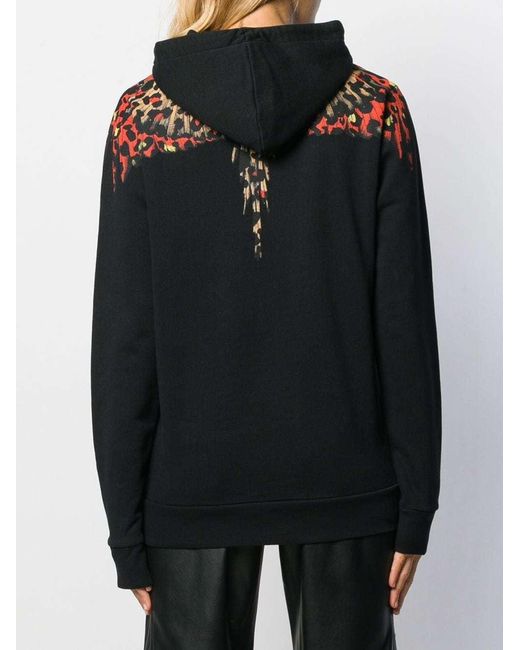 Marcelo Burlon Black Leopard Print Wing Hooded Sweater